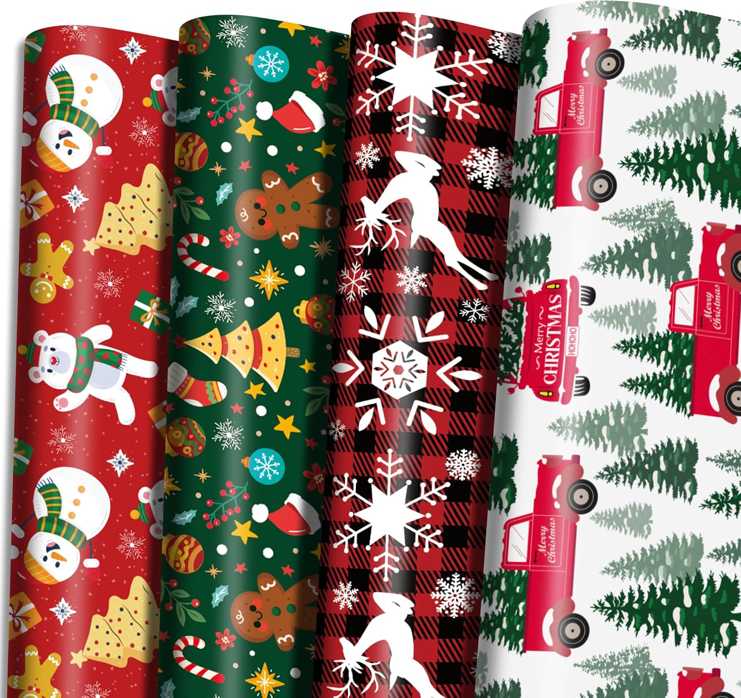 Flower Wrap Kraft - Papier d'emballage Kraft de noël, 4