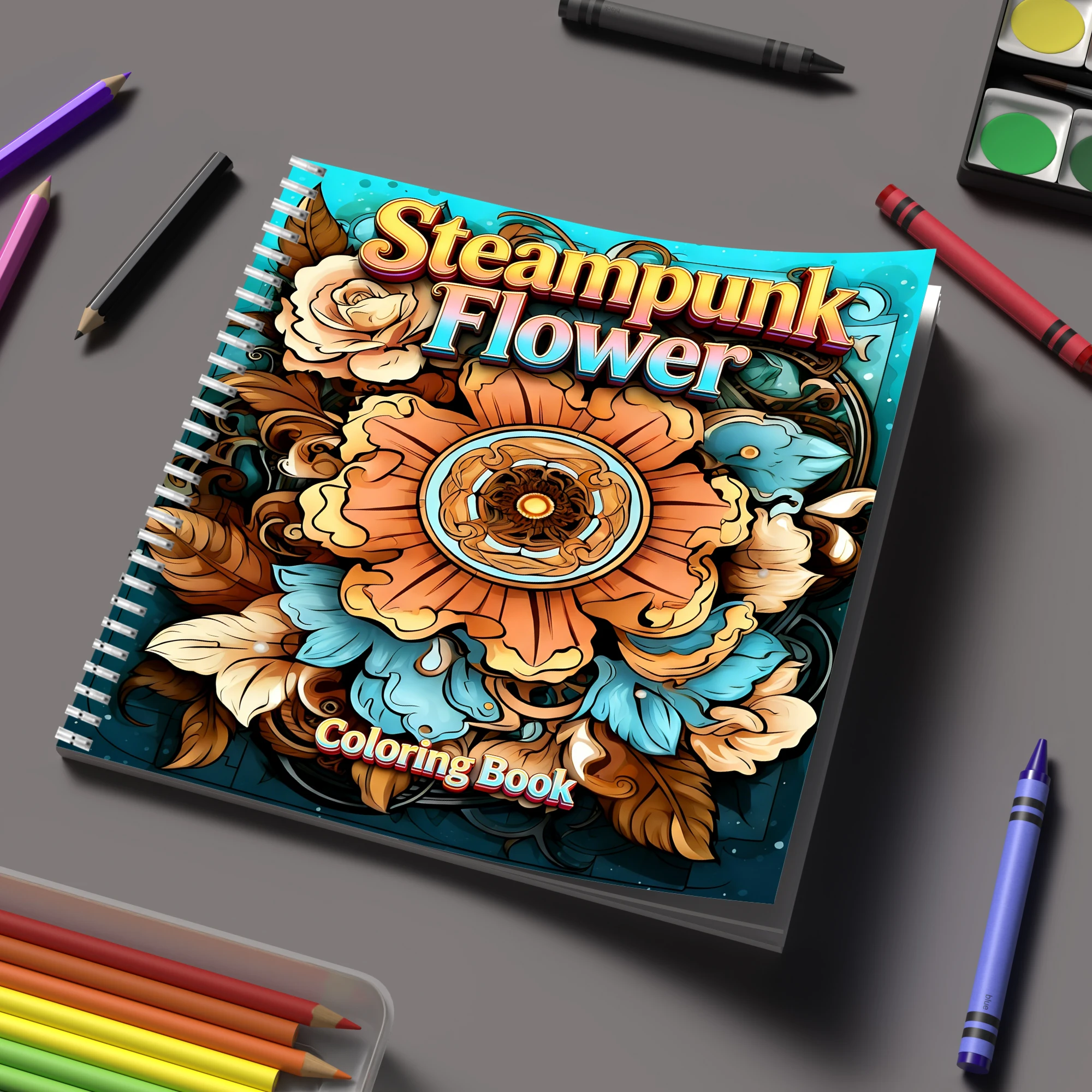 Flower Supply - Livre de coloriage Steampunk Flowers pour